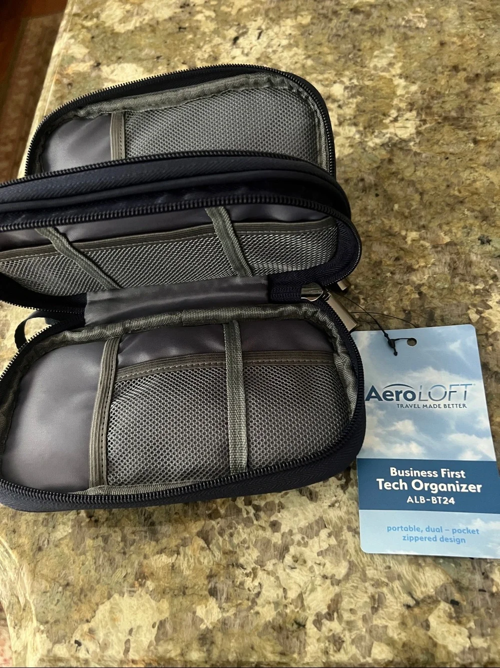 Aero Loft Navy Business Tech Organizer - Dual-Pocket Travel Pouch